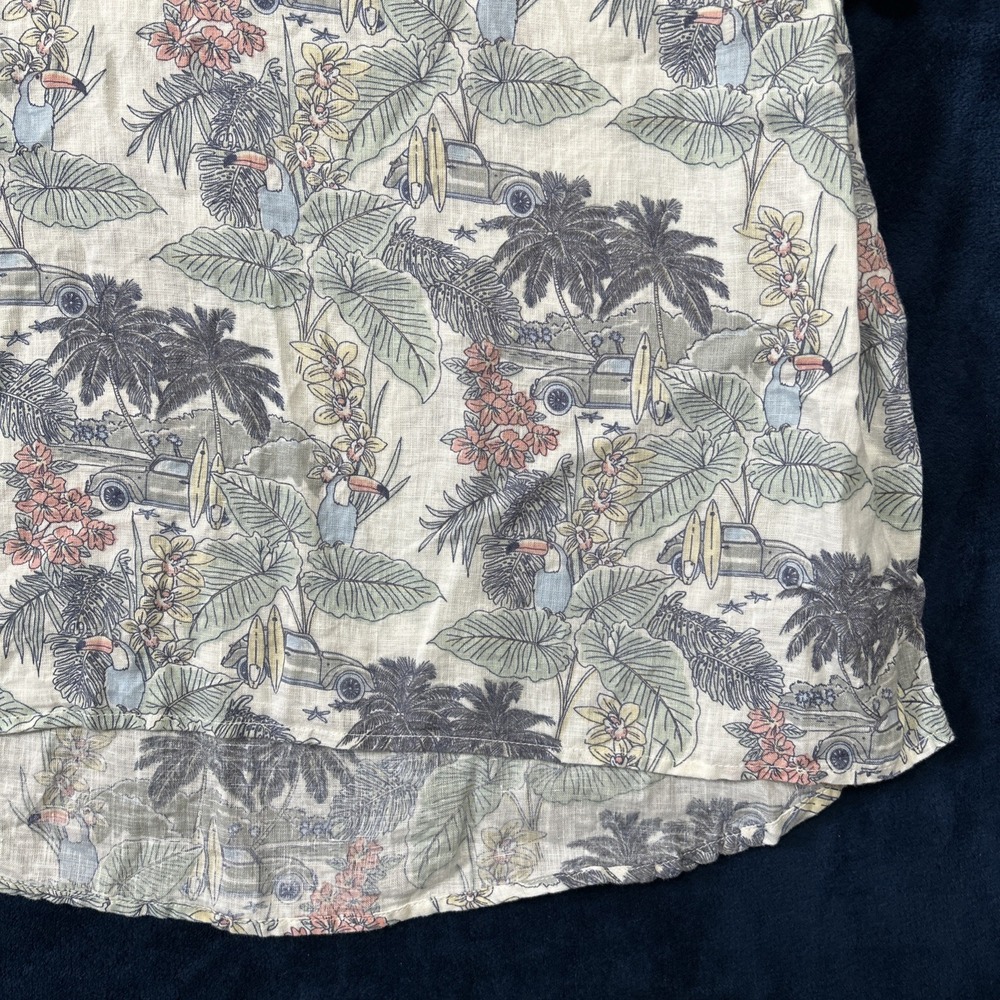 Tahari Womens Linen Top Size 1X Surfing Tropical Beach Print Resort Vacation - Picture 3 of 14